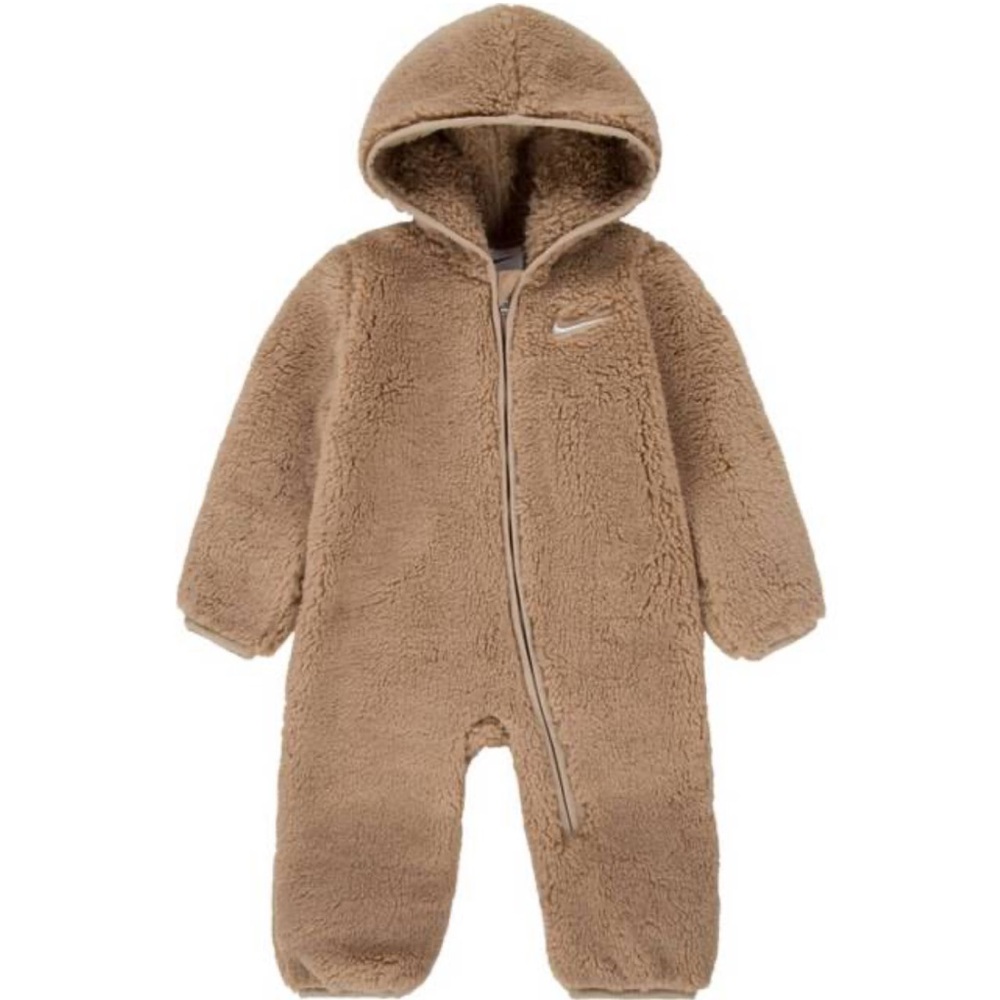 Nike Tan Fleece Kids One Piece Baby Unisex Hooded
Sherpa Coverall Size 6 Months